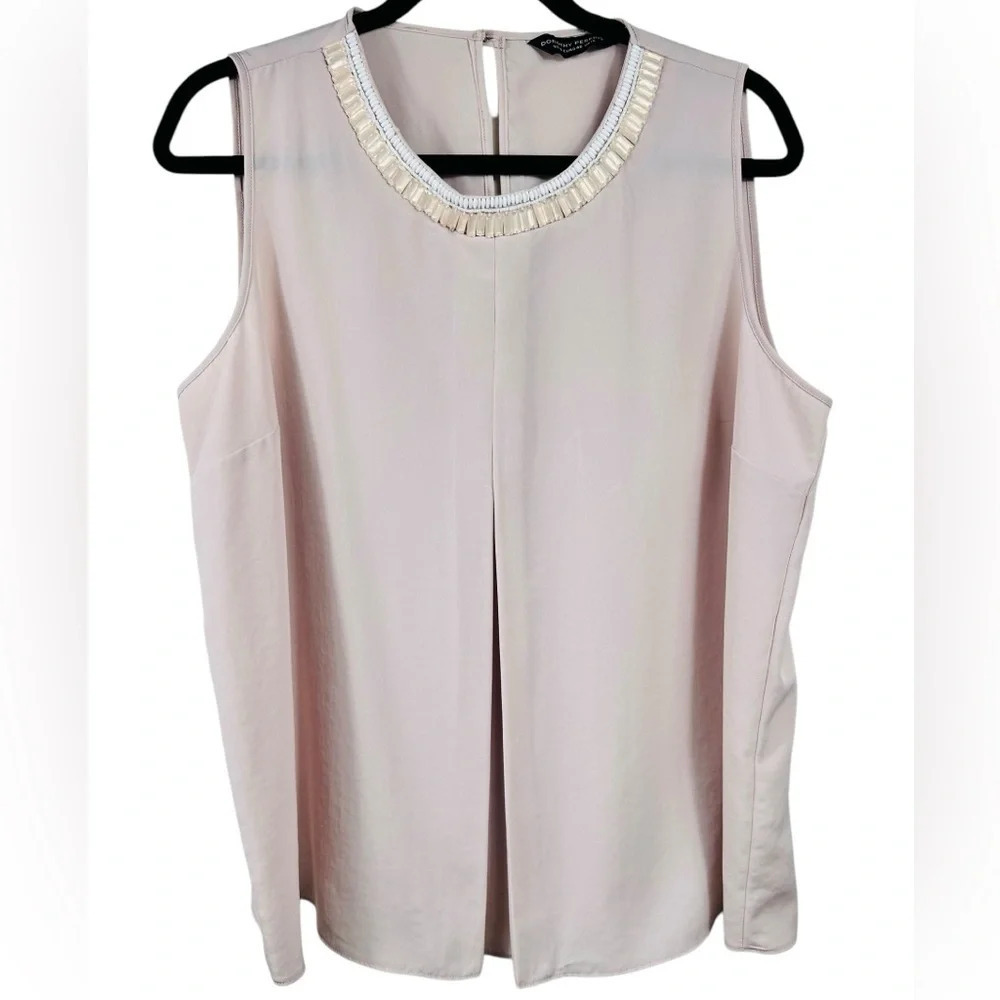 Dorothy Perkins sleeveless bejeweled neckline top, 14, flared, soft flowy Shell - Picture 2 of 9